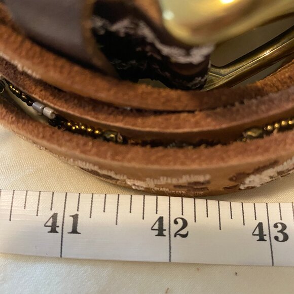 Lucky Brand New Without Tags Tan Beaded Belt M 😍 - Picture 4 of 10